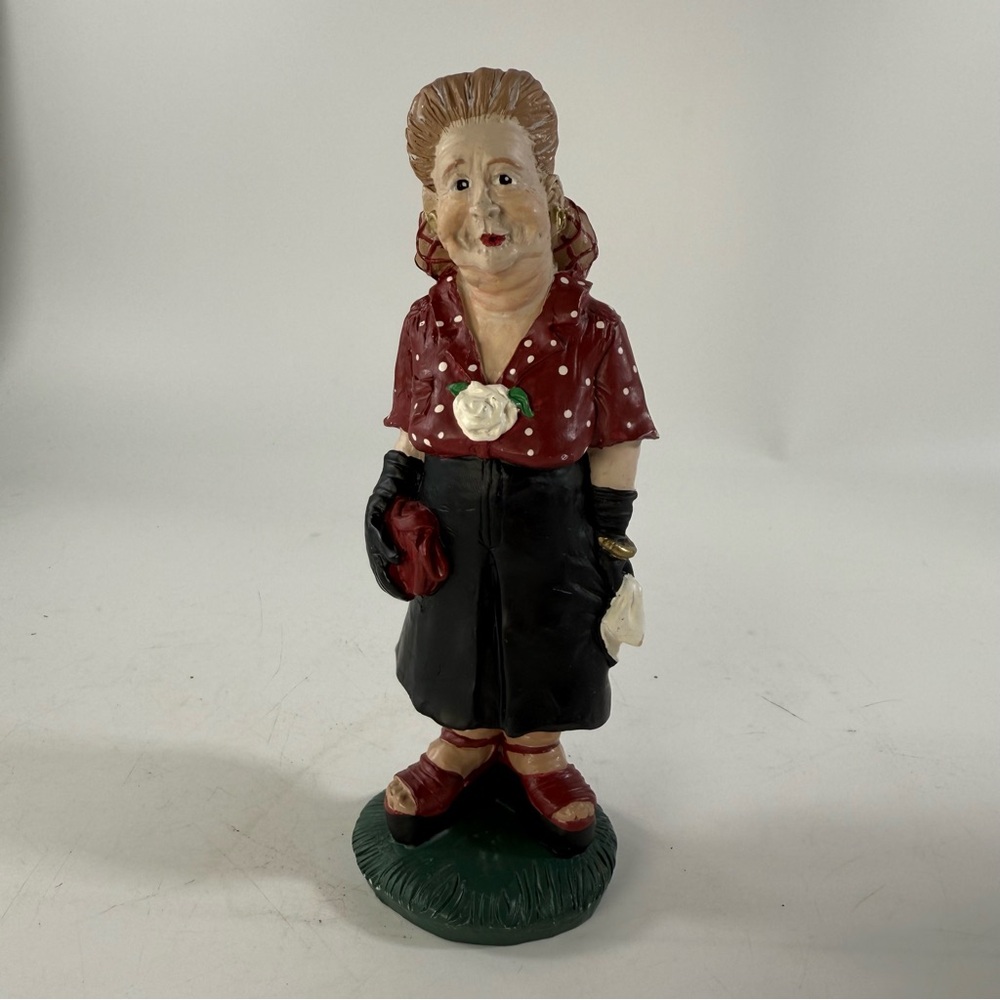 Lincoln County Garden Club Ruth Vintage Lady Figurine with Red Polka Dot Blouse